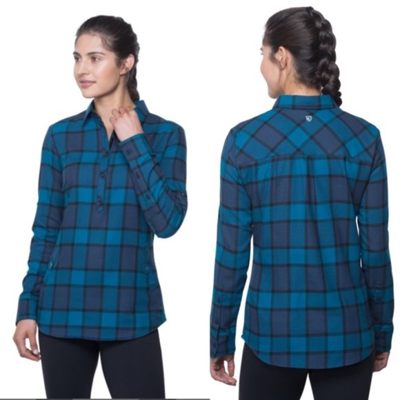 Kuhl Tops - Kuhl blue Plaid Popover Kinsley Flannel Long Shirt